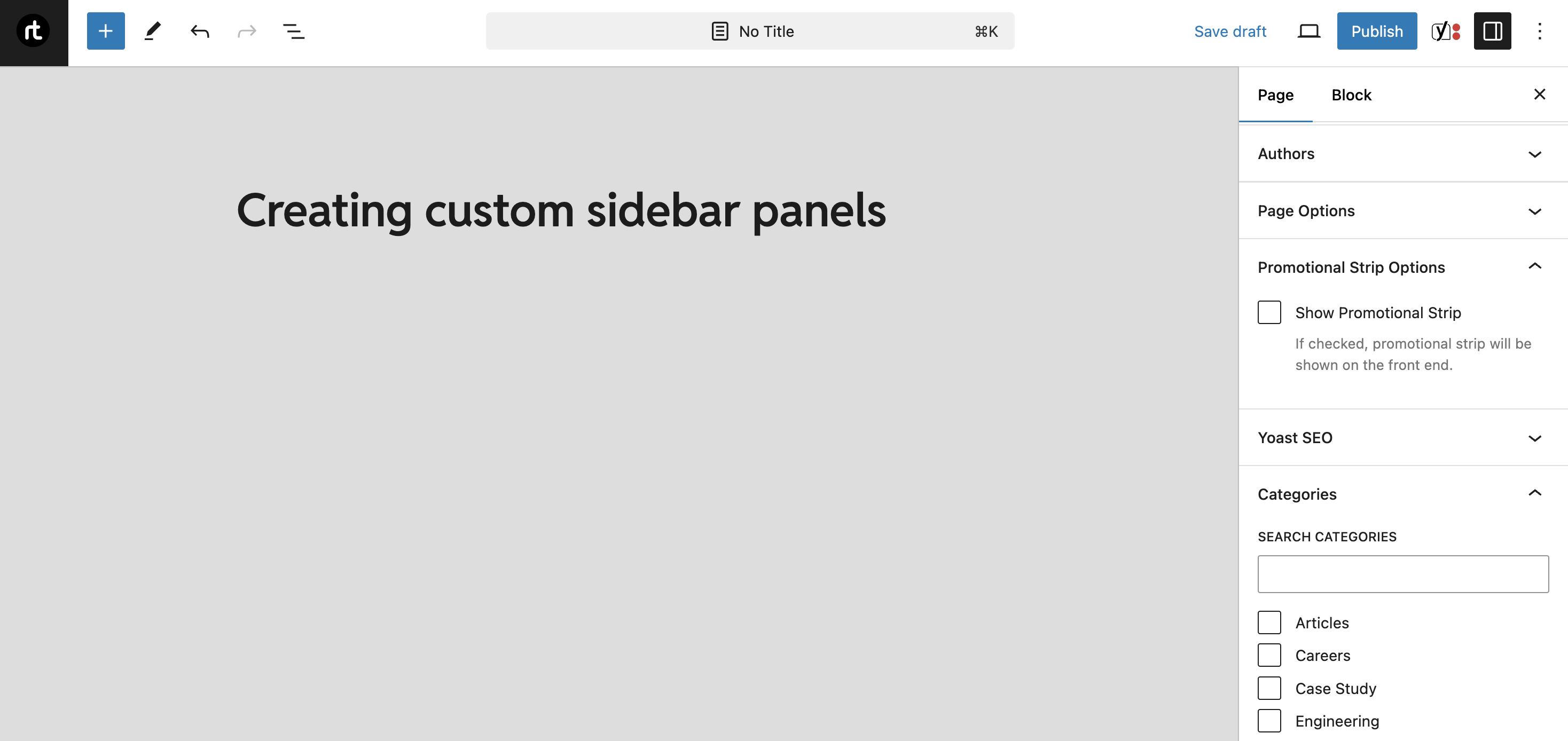 Custom sidebar panels